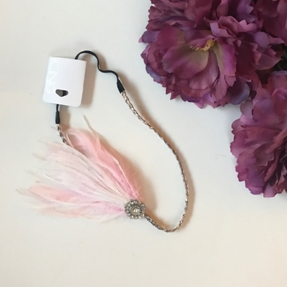 New!!!! Cute "Icing" Pink & white feathers & jewels head band